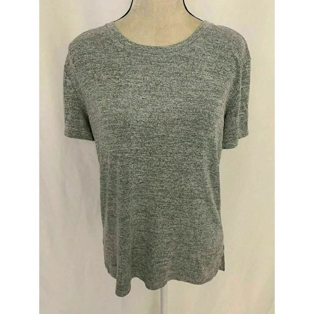 Wilfred Free Womens Solid Heather Gray Crew Neck Short Sleeve Top T Shirt Medium